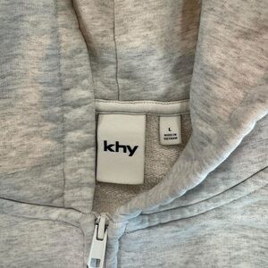 Khy Fleece Grey Zip Up Hoodie Sweatshirt